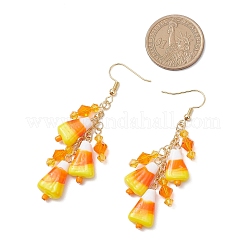 Серьги-подвески из латуни в виде кукурузы&nbsp;EJEW-TA00694