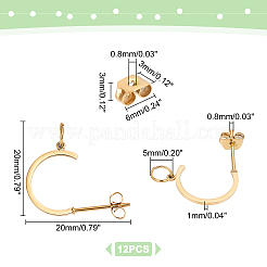 6 пара сережек-гвоздиков из нержавеющей стали 304&nbsp;STAS-DC0006-90