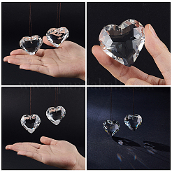 2 шт. стеклянная подвеска в форме сердца&nbsp;AJEW-BBC0002-30B