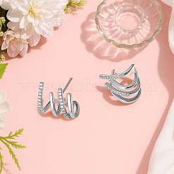 2 пара двухцветных латунных серег-клипс с покрытием в форме когтя&nbsp;EJEW-GO0001-08