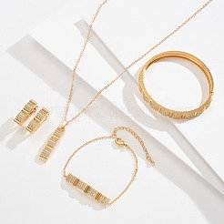 Прямоугольный латунный микропаве прозрачный кубический цирконий кулон ожерелье и серьги-кольца и браслет и наборы звеньев браслета&nbsp;FS-WGED4BF-01