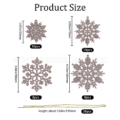 36 шт. блестящие рождественские снежинки пластиковые подвесные украшения&nbsp;HJEW-GF0001-64B
