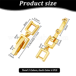 12 шт. 3-х цветные латунные раскладывающиеся застежки&nbsp;KK-PH0011-60