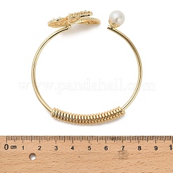 Браслеты-манжеты из латуни с микропаве из прозрачных кубических цирконий в форме бабочек для женщин&nbsp;BJEW-B145-06G