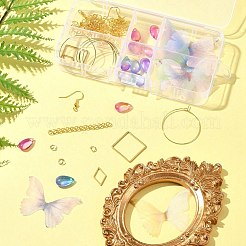 Наборы для изготовления висячих сережек из полиэстера и нержавеющей стали своими руками&nbsp;DIY-FS0006-32