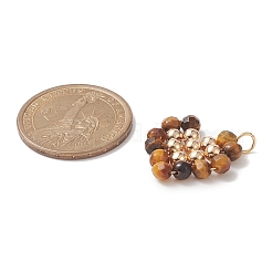 Подвески из медной проволоки с натуральным тигровым глазом&nbsp;PALLOY-JF02037-01