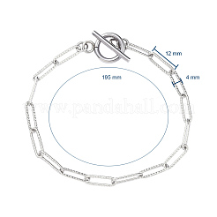 Устойчивые к потускнению браслеты из текстурированной нержавеющей стали 304 в виде скрепок&nbsp;BJEW-JB05112