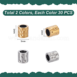 60 шт. 2-х цветные бусины из нержавеющей стали 304&nbsp;STAS-UN0063-96