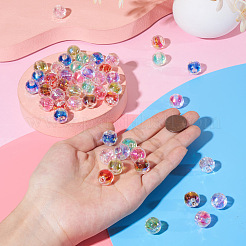 64 шт. 8-цветные прозрачные акриловые европейские бусины с УФ-покрытием&nbsp;OACR-TA0001-31