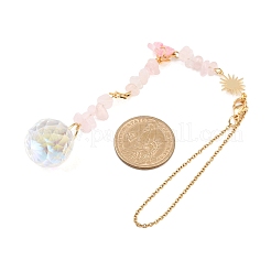 Круглые подвесные ловцы солнца из стекла и натурального розового кварца&nbsp;HJEW-JM04209-03