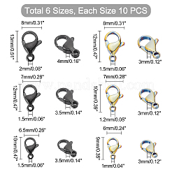 60 шт. 6 размера вакуумное покрытие PVD нержавеющая сталь 304 карабины-лобстеры&nbsp;STAS-PH0001-43