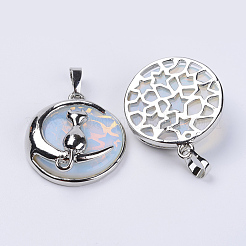 Кулоны с котятами из натуральных и синтетических камней&nbsp;G-P350-B