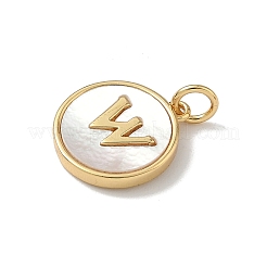 Латунный паве натуральный ракушка плоский круглый с буквенными подвесками&nbsp;KK-Z115-13G-W