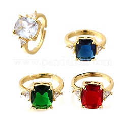 Женские кольца на палец из латуни с микропаве и кубическим цирконием&nbsp;RJEW-F181-11G