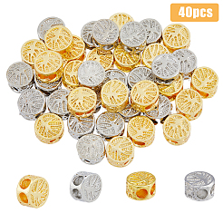 40шт 2 цвета латунные бусины&nbsp;KK-FH0005-64