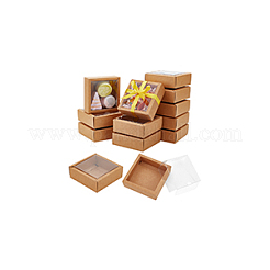 Квадратные бумажные коробки для печенья с прозрачным окном из ПВХ&nbsp;CON-WH0098-16A-03