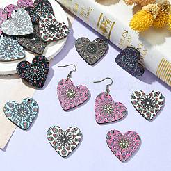 30шт 5 цвета подвески из натуральной липы с принтом&nbsp;WOOD-CJ0001-85