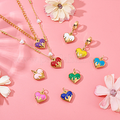 9 шт. эмалевые подвески в форме сердца из нержавеющей стали 304&nbsp;PALLOY-PH01919