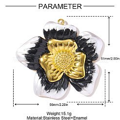 Большие эмалевые подвески из нержавеющей стали 304&nbsp;STAS-OY002-40G-02
