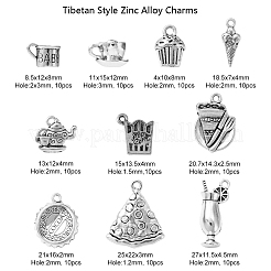 100 шт. 10 стильные подвески из цинкового сплава в тибетском стиле с чайной тематикой&nbsp;TIBEP-CJ0001-69