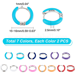 7 пара 7-х цветных массивных серег-колец из нержавеющей стали 304 с эмалью для женщин&nbsp;EJEW-DC0001-19