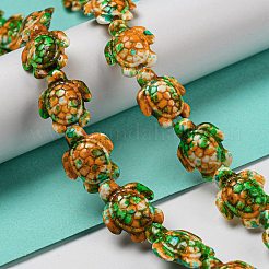 С напылением окрашенные синтетические бирюзовые бусинки&nbsp;G-E617-A02-02