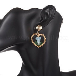 Латунные стекла болтающийся серьги&nbsp;EJEW-MZ00638