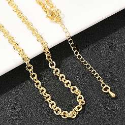 Ожерелья-цепочки типа «роло» из латуни толщиной 4 мм с текстурой&nbsp;NJEW-L012-05G