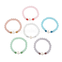 6 шт. круглых эластичных браслетов из искусственного нефрита&nbsp;BJEW-JB12881