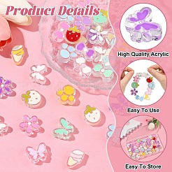 36шт 6 стиля прозрачные акриловые бусины&nbsp;ACRC-YW0001-04