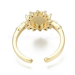 Латунные кольца из манжеты с прозрачным цирконием&nbsp;RJEW-S044-127-NF