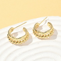 C-образные латунные серьги-гвоздики&nbsp;EJEW-A132-06G