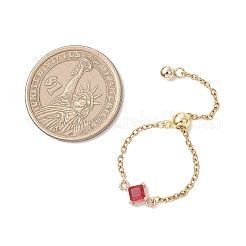 3 регулируемое кольцо на палец из латуни с ромбовидными звеньями&nbsp;RJEW-JR00975