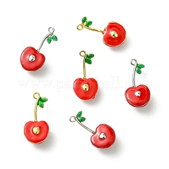 6 шт. 2-х цветные подвески из вишневой латуни с эмалью&nbsp;KK-CJ0003-18