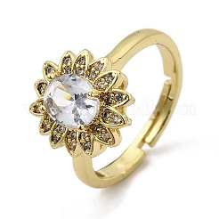 Женские кольца на палец из латуни с микропаве и кубическим цирконием&nbsp;RJEW-L130-005G