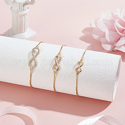 3шт 3 стиля латунные браслеты-слайдеры для женщин&nbsp;BJEW-GA00003