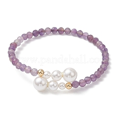 Браслеты-манжеты из натуральных аметистовых бусин&nbsp;BJEW-JB13326-02