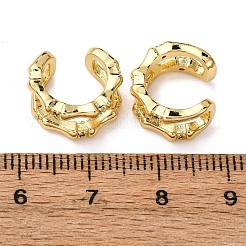 Двухслойные серьги-каффы в форме буквы С с микропаве из латуни и прозрачных кубических цирконий&nbsp;LS-EJEW-D328-05G-01
