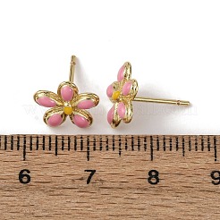 Серьги-гвоздики в виде цветка из латуни&nbsp;EJEW-H165-04G-02