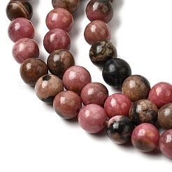 Природные родонит бисер нитей&nbsp;G-G735-10-4mm