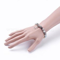 Натуральный амазонитовые шарм браслеты&nbsp;BJEW-JB03403-02