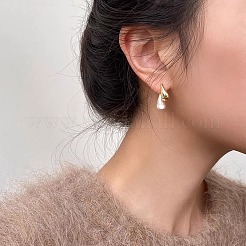 Двухцветные серьги-гвоздики в форме капли из латуни&nbsp;FS-WG19080-01