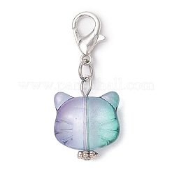 Подвесные украшения из стекла в форме головы кошки&nbsp;HJEW-JM03335