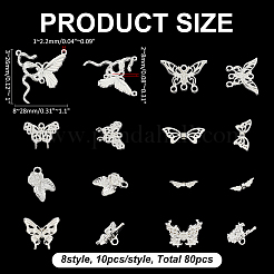 80 шт. 8 стиля наборы для самостоятельного изготовления украшений в виде бабочек&nbsp;FIND-WR0012-21