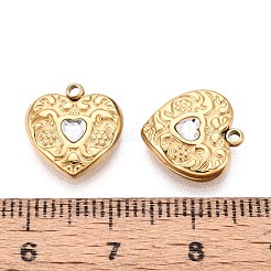 Подвески в форме сердца из нержавеющей стали 304 с кристаллами и стразами&nbsp;STAS-T071-17G