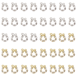 40 шт. 2-цветный рождественский венок из сплава со стразами-кабошонами&nbsp;MRMJ-CA0001-49