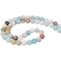 Нити бусин из амазонита с матовым натуральным цветком&nbsp;G-PH0028-8mm-03