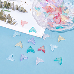 90 шт. 9 цвета прозрачные стеклянные подвески с распылительной росписью&nbsp;GLAA-PH0001-26