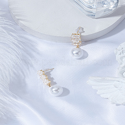 1 пара круглых серег-гвоздиков из латуни с микропаве из кубических цирконий для женщин&nbsp;EJEW-LP0003-64