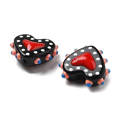 Запекаемые стеклянные бусины с рисунком в виде сердца&nbsp;LAMP-V001-07F